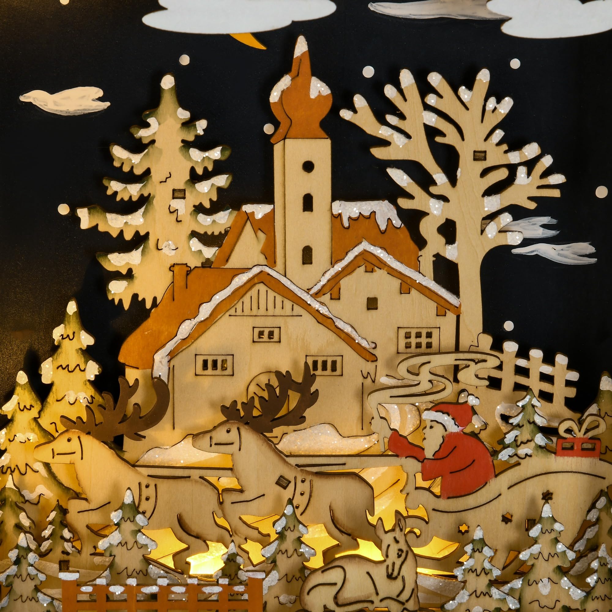 HOMCOM Christmas Advent Calendar, Light Up Wooden Holiday Decoration with 24 Countdown Drawers and LED Lights for Kids and Adult
